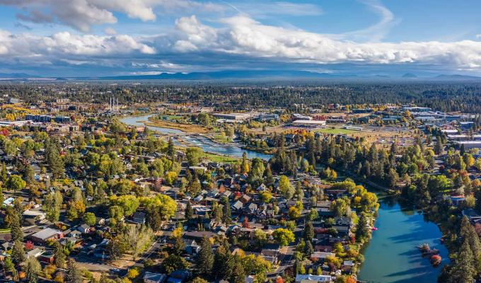 Aerial shot of Bend, Oregon.